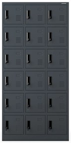 Sociálna skrinka s priehradkami KAROL, 900 x 1850 x 400 mm, antracitová