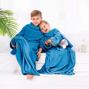 Detská deka s rukávmi DecoKing Lazy tmavomodrá
