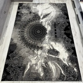 HU Čierny-hnedý moderný koberec Glamour 27237-Siyach Rozmer: 80x150 cm