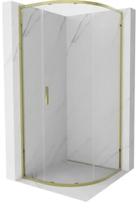 Mexen Exo, posuvný polkruhový sprchový kút 70 x 70 cm, číre sklo, zlatá, 8131-070-070-50-00