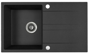 Kuchinox Laut, 1-komorový granitový drez 760x440x174 mm + sifón, čierna škvrnitá, LAV-SBZ_711Y