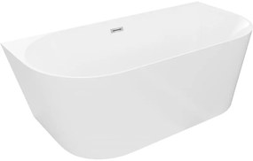 Mexen Oval Slim, voľne stojaca vaňa ku stene 170 x 80 cm, biela lesklá, chrómový prepad, 52661708000-01
