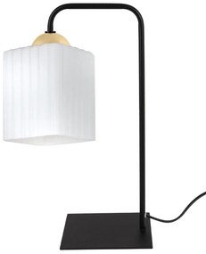 Stolná lampa Riffle Square, 1x biele sklenené tienidlo, b/g