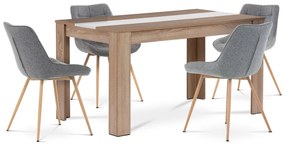 Autronic - Jedálenský set 1+4, stôl 138x80cm, lamino dub sonoma, stolička sivá látka, dekor dub - B140SONCT394GREY AKCE NOVINKA