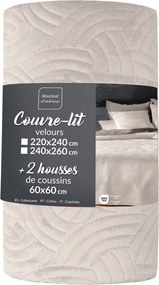 Krémová zamatová súprava prikrývky a obliečky na vankúš 240x260 cm Solange – douceur d'intérieur