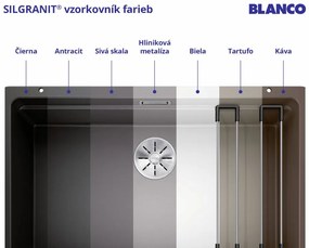 Blanco Subline 400-U, silgranitový drez pod pracovnú dosku 400x400x190 mm, 1-komorový, čierna, BLA-525990