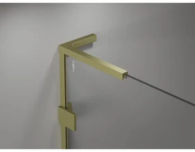 Mexen Lunar, L pravý výklopný päťuholníkový sprchový kút 100 x 80 cm, 8mm číre sklo, zlatý matný profil, 831L-100P-080L-55-00-P