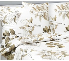 Bellatex Saténové prestieradlá Listy hnedé , 140 x200 cm, 70 x 90 cm, 140 x 200 cm, 70 x 90 cm