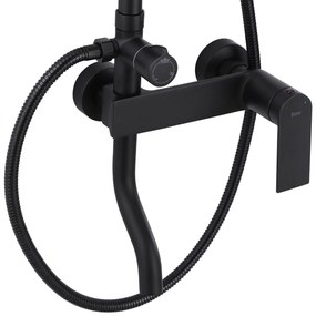 Rea Storm, sprchová-vaňová súprava dažďovou hlavovou a ručnou sprchovou hlavicou, čierna matná, REA-P9532