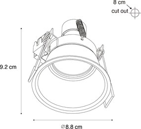 Sada 12 čiernych zabudovaných bodových svetiel GU10 50 mm IP44 - Dept