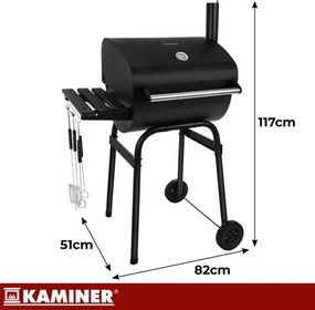 Veľký BBQ gril na drevené uhlie s poklopom a teplomerom