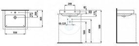 LAUFEN Pro S Umývadlo, 550 mm x 465 mm, 3 otvory na batériu, biela H8169620001081