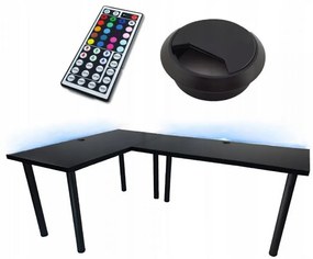 Písací Stôl Roh. Low Čierna 202x136x2,8 Model 2