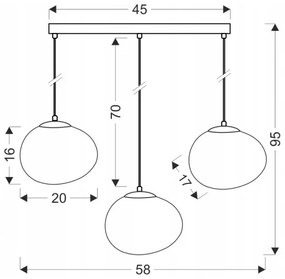 Luster na lanku STONES 3xE27/40W/230V