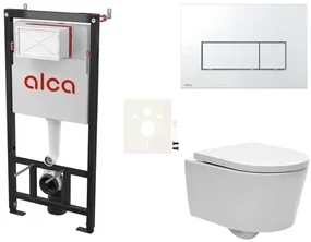 Cenově zvýhodněný závěsný WC set Alca do lehkých stěn / předstěnová + WC SAT Brevis SIKOASW8