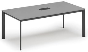 Rokovací stôl PRIMO INVITATION, 240x120 cm, sivá + stolná zásuvka TYP III, čierna