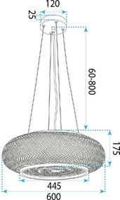 Toolight BOHO, závesné stropné svietidlo 60cm, 3xE27, APP1910-3CP, prírodná hnedá-čierna, OSW-66058