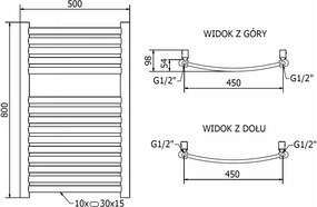 Mexen Helios, elektrické vykurovacie teleso 800 x 500 mm, 300 W, zlatá lesklá, W103-0800-500-2300-50