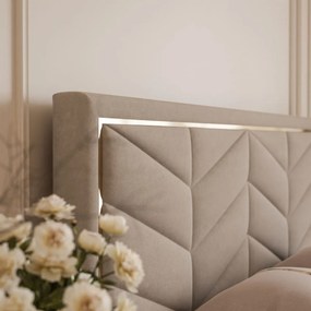 ČALÚNENÁ POSTEĽ NESSIE 160x200 BÉŽOVÁ ZAMATOVÁ LÁTKA S ROŠTOM