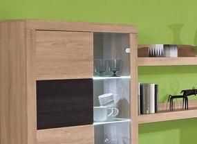 Obývacia stena Cancan 5, dub sonoma/sivá pínia, s osvetlením