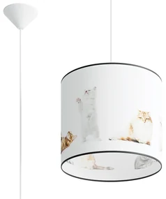 Detské závesné svietidlo Kitty, 1x plastové tienidlo so vzorom, (fi 30 cm)