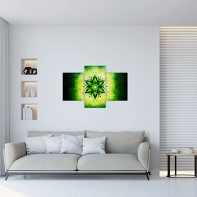 Obraz - Kvetinová mandala v zelenom pozadí (90x60 cm)