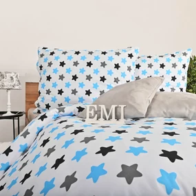 Obliečky detské Hviezdičky modré EMI: Detský set 90x130 + 45x65