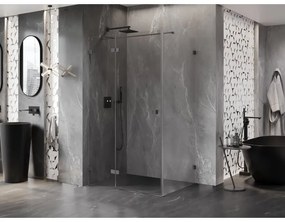 Mexen Lunar T, sklápací sprchový kút ľavý 130 x 120 cm, 8mm číre sklo, profil grafit brúsený, 834T-130-120-66-00-L