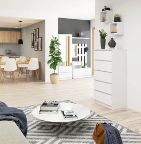 Komoda Kuba 60 cm - 5 zásuviek biela