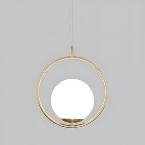 Toolight Toolight, stropná lampa visiaca sklenená guľa z bieleho zlata G109-1W Gold, OSW-09734