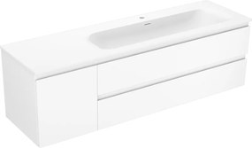 Mexen Orio, kúpeľňová skrinka 160 cm s pravým umývadlom Vela, 2S, 1D, biela matná, 91A13-16047-3-BBFFFF01-W23P01