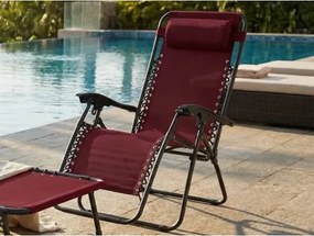 Polohovateľné záhradné kreslo Hannover, červené%