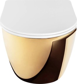 Závesná WC misa so SoftClose sedadlom REA Mini Carlo Tornado NFQ, zlatá/biela