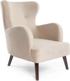 Béžové zamatové kreslo ušiak Noemye – Bonami Selection