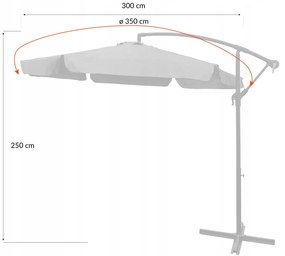 Dekorstudio Veľký záhradný slnečník Dallas- 350 cm - tmavo sivý