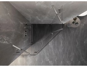 Mexen Lunar, päťuholníkový sprchový kút s ľavým sklonom 90 x 90 cm, 8mm číre sklo, chrómový profil, 831-090L-090P-01-00-L