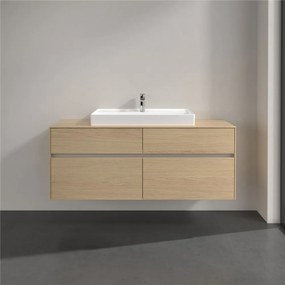 VILLEROY &amp; BOCH Collaro závesná skrinka pod umývadlo na dosku (umývadlo v strede), 4 zásuvky, s LED osvetlením, 1400 x 500 x 548 mm, Nordic Oak, C088B0VJ