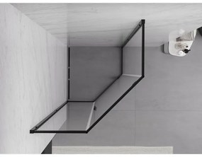 Mexen Exo, päťuholníkový sprchový kút s výklopnými dverami 90 x 90 cm, 6mm číre sklo, čierny profil, 812-090-090-70-00
