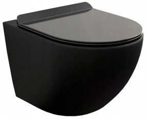 Závesný set GEBERIT Duofix Basic+ WC LENA Rimless 48 x 36 cm + pomaly padajúca doska Slim, čierna, 3322XX85+39010185
