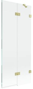 Mexen Lunar, 2-krídlová vaňová zástena pravá 80 x 150 cm, číre sklo, zlatá matná, 897-080-100-55-00-P