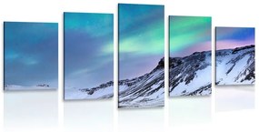 5-dielny obraz nórska polárna žiara - 200x100