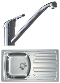 ALVEUS SETA259 - Kuhinjsko pomivalno korito BASIC + kuhinjska mešalna pipa RIVIERA 14,8 cm saten/krom