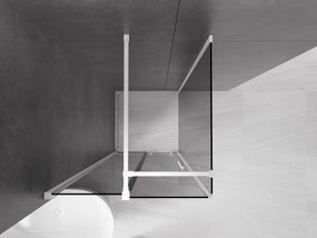 Mexen Velar, sprchový kút s posuvnými dverami 100 x 100 cm, 8mm šedé sklo, biela matná, 871-100-100-41-20