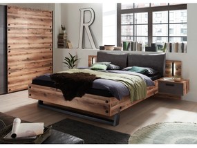 Sconto Posteľ s nočnými stolíkmi DENTON dub lodge/antracitová, 180x200 cm