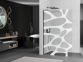 Mexen Kioto L, sprchová zástena Walk-In 70 x 200 cm, 8mm číre sklo biely vzor, čierny profil, 800-070-103-70-97
