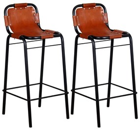 Barové stoličky 2 ks, pravá koža