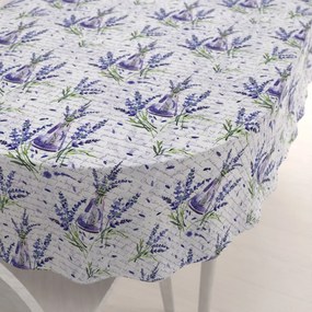 Biante Dekoračný oválny obrus PML-082 Vetvičky levandúľ s vázičkami 120x180 cm