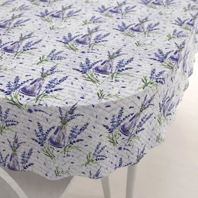 Biante Dekoračný oválny obrus PML-082 Vetvičky levandúľ s vázičkami 80x120 cm