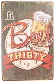Farebná kovová ceduľa BEER s imitáciou dreva a patinou - 20 * 30 cm