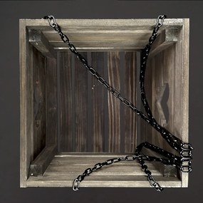 AMADEA Drevený závesný obal na kvetináč so srdcom tmavý, 27x27x21 cm, český výrobok
